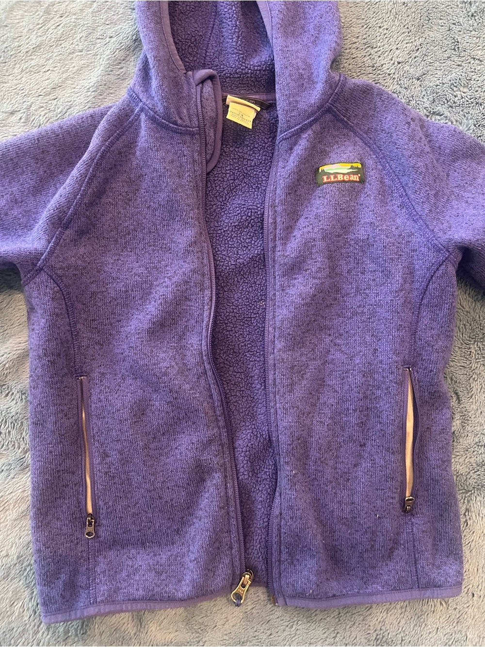 L.L. Bean Kids Purple Hooded Fleece Jacket